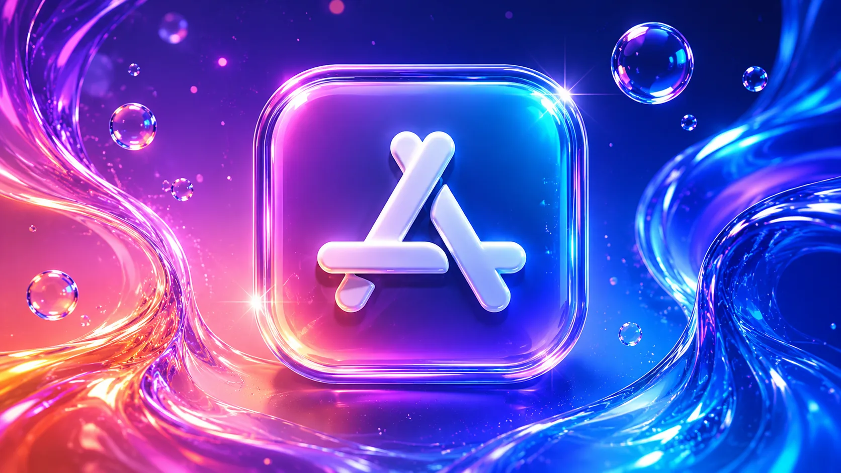 Cursor to TestFlight: The Full Tutorial: a vivid neon 3D App Store icon on an orange, pink and blue gradient