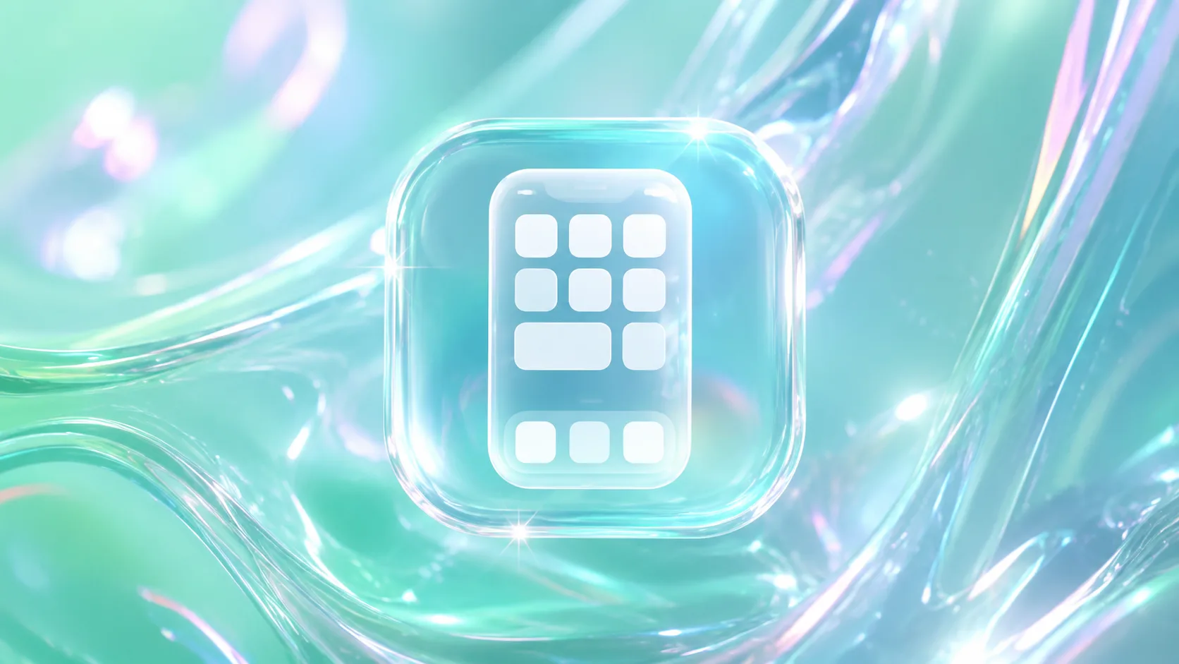 Cursor AI Android to iOS Conversion: How to Do It Right: a glass iPhone app-grid icon on a mint and teal gradient