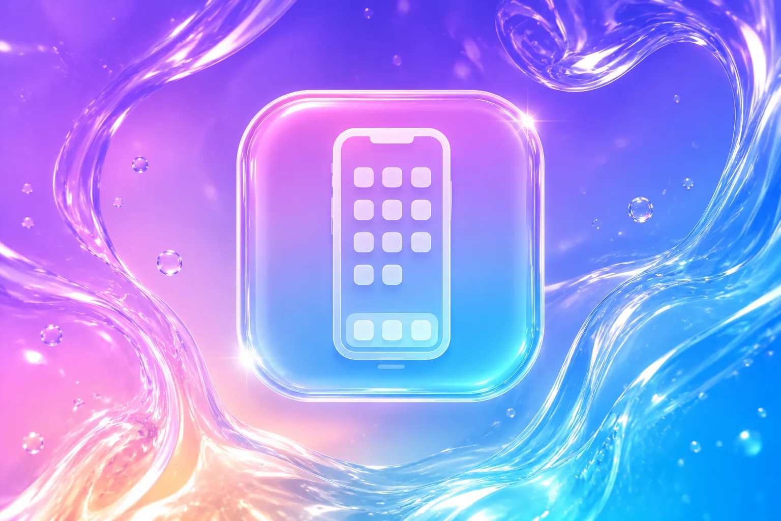 Habit Tracker App Source Code (Free Template): a glowing iPhone home-screen icon on a purple and blue gradient