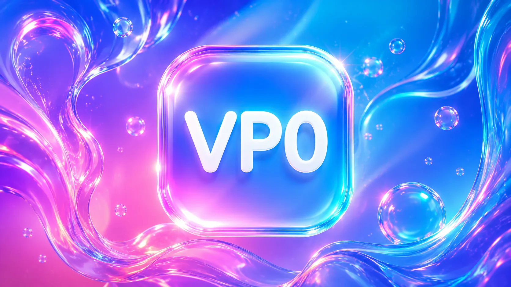 FlutterFlow Layout Breaks After GitHub Export? Fix It: a glass app tile showing the VP0 logo on a pink and blue gradient